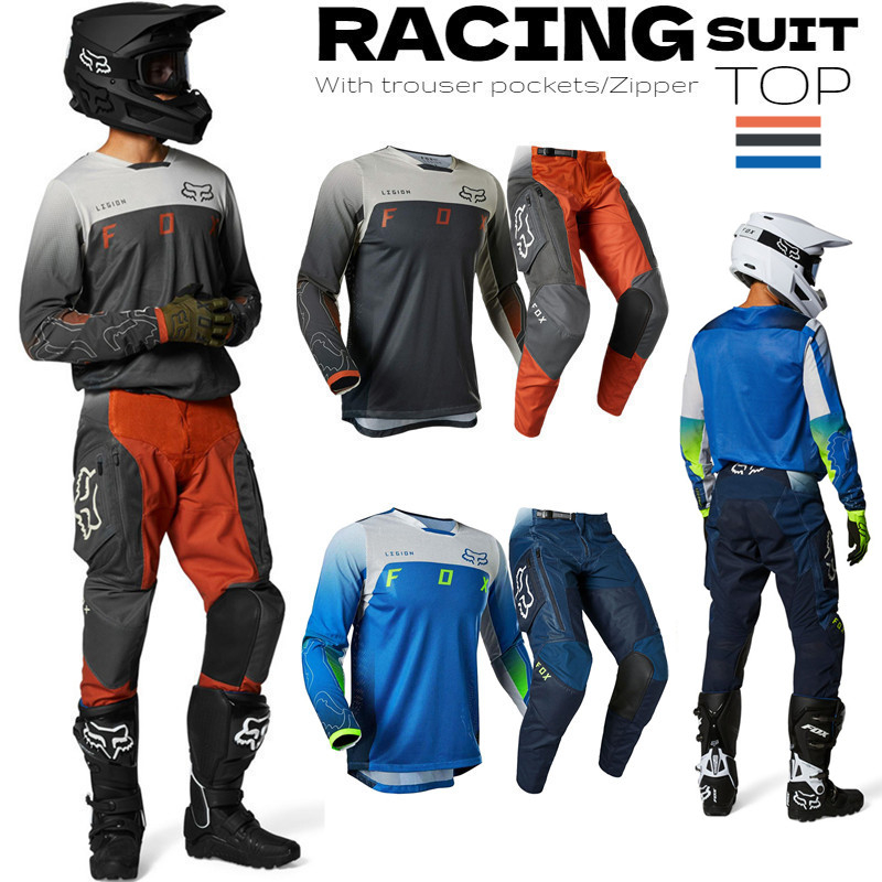 Versão De Configuração Superior ! FOX LEGION DEFEND ORANGE OFF-ROAD GEAR SET JERSEY Pants Calças De Motocross Com Bolsos/Zipper Motocicleta/Stretch Suit