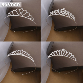 SAVOCO Menina Aniversário Zircon Pequena Coroa Princesa Prata Crianças Cabeleireira Fashion Hair Jewelry Acessórios em Oferta na Shopee