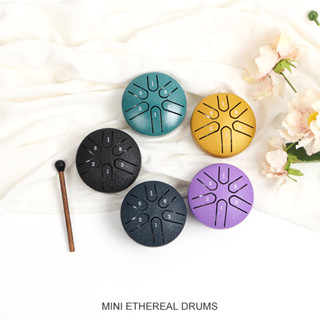 Tambor Etéreo De Língua De Aço 3 Polegadas 6 Notas , Mini Mão Tanque , Instrumento Musical De Percussão Com Mallets E Livro De Música Para Crianças Iluminação
