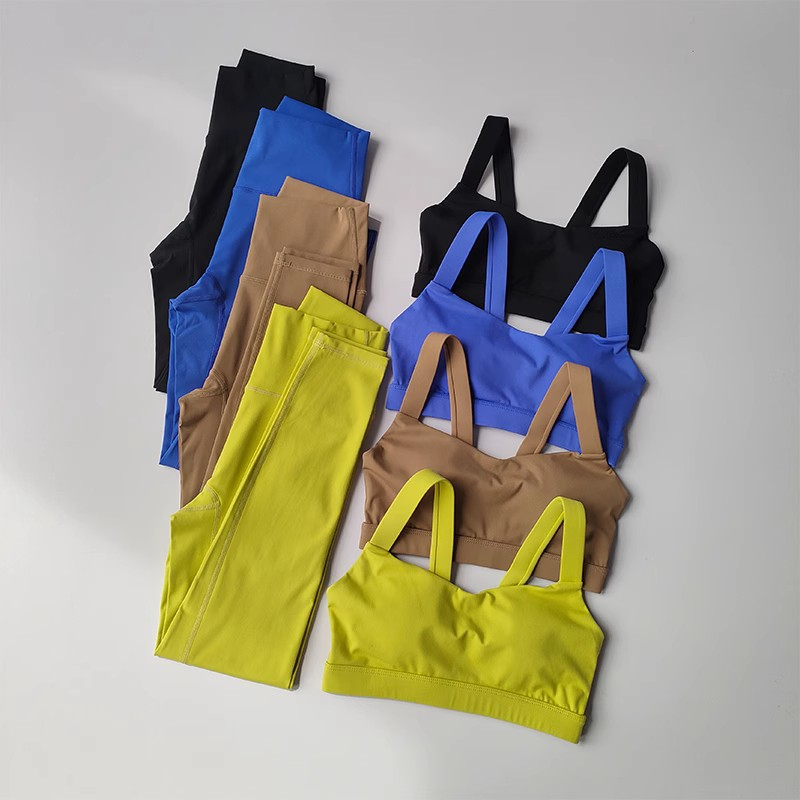 2PCS Conjunto De Yoga Feminino Sem Costura Roupas Esportivas Ginástica Soutiens De Cintura Alta Fatos Esportivos - (Shop...