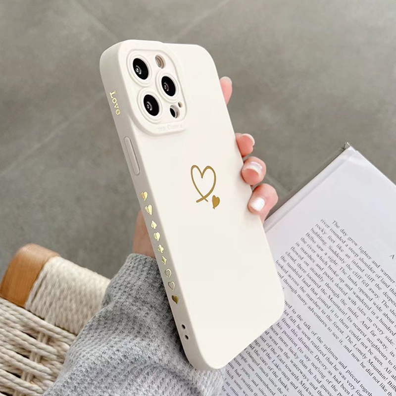 Capa De Silicone Macia Anti-Impacto Love Heart Para Telefone Samsung Galaxy A14 A34 A54 A13 A23 A33 A53 A73 A32 A52 A52S A72 A51 A71 4G Protetora Traseira À Prova De Choque