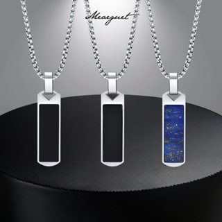 MG Pingente Retangular Azul Preto Para Homens Colar De Prata Aço Inoxidável Presente De Namorado em Oferta na Shopee