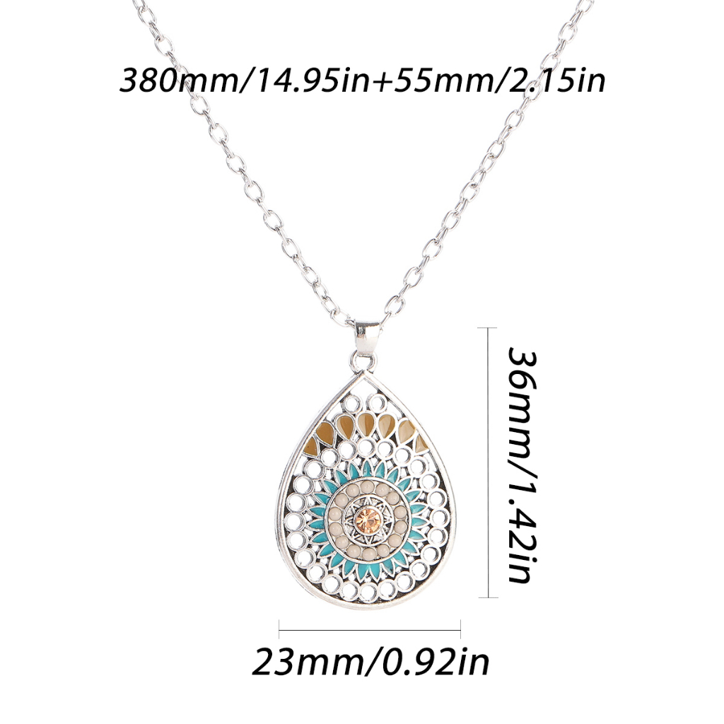 Conjunto De Brincos Gotas De Flor De Contas Boêmias Para Mulheres De Prata Vintage Colar Oco Com Banho Praia Festa Jóias Presente — imagem 2 de 2