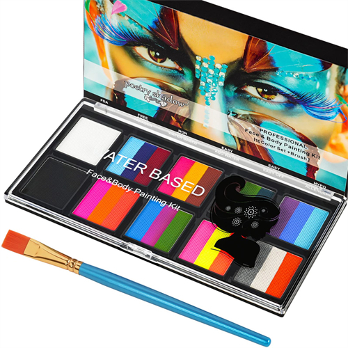 Kit Maquiagem Infantil Adultos Tinta De Rosto Paleta De Maquiagem Pintura Facial Crianças Pigmento Paletas De Arco-íris Maquiagem De Halloween Para Festas E Festivais Com Pincel