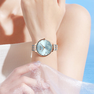 CURREN Relógio feminino de aço inoxidável com design de pétalas e quartzo à prova d