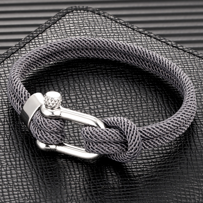 MKENDN Minimalista Pulseira Náutica De Corda Duplo Cordão De Aço Inoxidável De Alta Qualidade Em Forma De U Jóias De Sobrevivência De Fivela Para Homens Mulheres