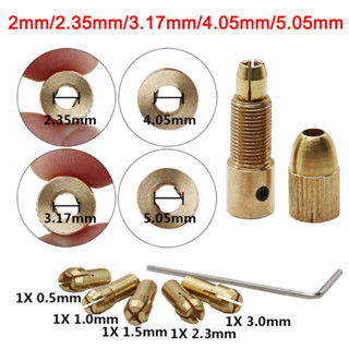 7pcs/set 2,35/3,17/4,05/5,05mm Mini Mandril De Furação Dremel De Latão Para Broca De Eixo De Motor Elétrico Adaptador De