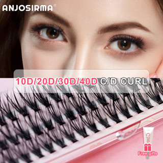 ANJOSIRMA Cílios Tufos Sem Nó 10D/20D/30D/40D 0.1mm C/D volume de individuais cílios postiços Extensões de cilios tufinho naturais
