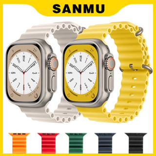SANMU Pulseira Oceana Para Apple watch band 49mm 45mm 40mm 41mm 42mm 49 45mm correa De Silicone iWatch Ultra Série 8 7 6 3 se