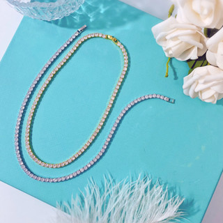 TFY 4mm Zircão colar feminino cordão de prata corrente Diamantada Gargantilha 40cm