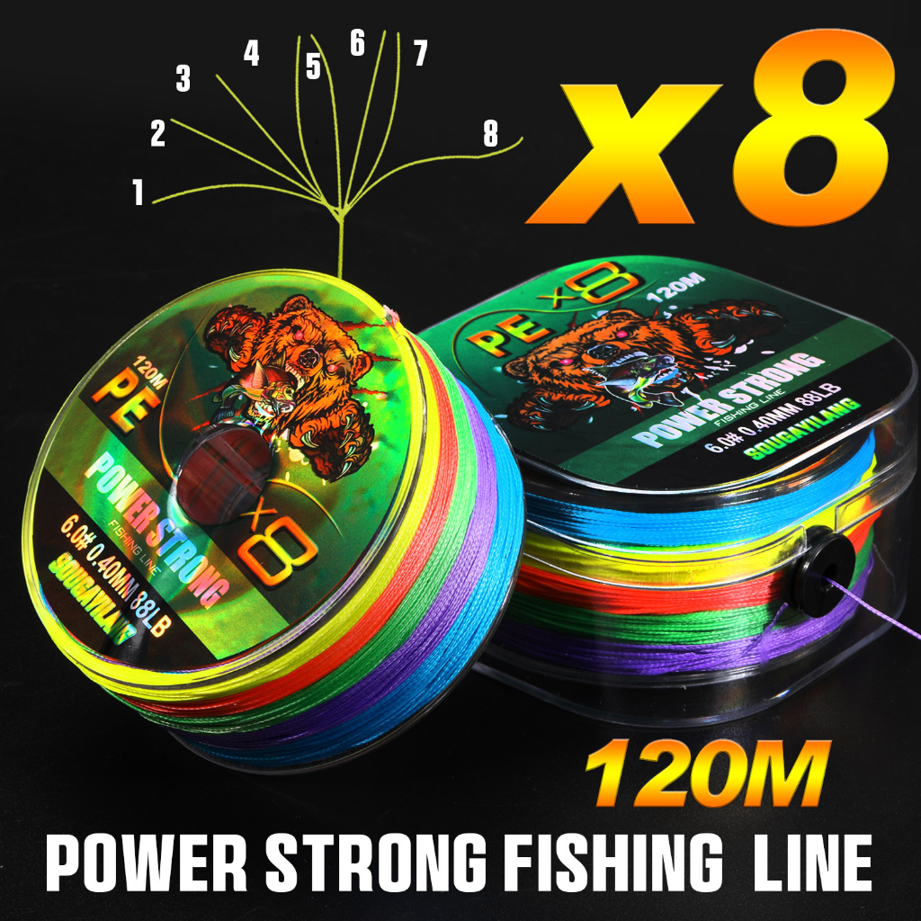 Sougayilang 120m X8 PE Linha De Pesca Multifilamento 0.6 #-6.0 Max Drag 40kg