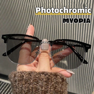 Tendência Da Moda Mudança De Cor Óculos Fotocrômicos Miopia Mulher Vintage De Visão Curta Prescrição Menos Dioptria