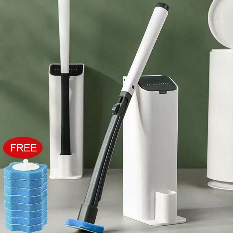 Conjunto De Escova Higiênica Descartável De Limpeza De Banheiro Substituição Cabeça Cabo Longo Esfregão