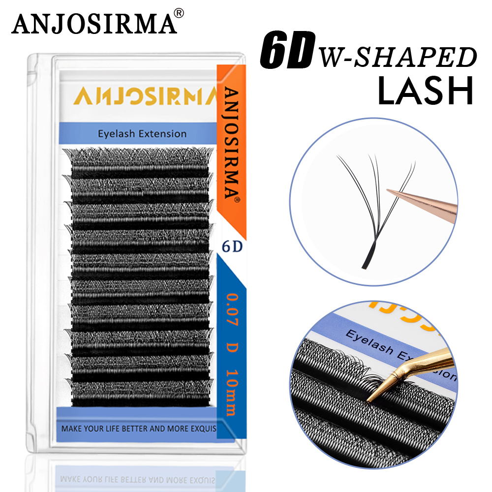 ANJOSIRMA Floração Automática Em Forma De W 6d Pré-Fabricado Extensão De Pestanas Ventilador Natural Luz Suave Cílios De Curling Pessoal