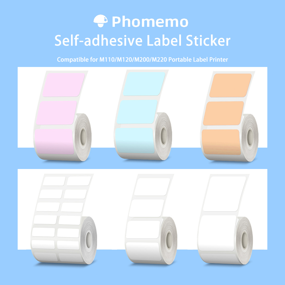 Phomemo M110/M200 Impressora Portátil De Etiquetas De Papel Térmico Autocolante Transparente De Código De Barras Quadrado Redondo Notas Adesivas