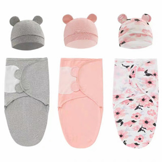 Conjunto De Chapéu De Envoltório 100 % Algodão Para Bebês/Ajustável Recém-Nascidos Swaddle 0-3 Meses