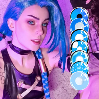 UYAAI 2Pcs/Pairs Maquiagem De Halloween Lentes De Contato Coloridas Cosplay Série Azul Uso Anual