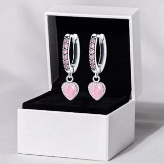 Pandach Brincos originais de coração de pêssego rosa s925 Prata Esterlina Jóias requintadas Presente de bricolage em Oferta na Shopee
