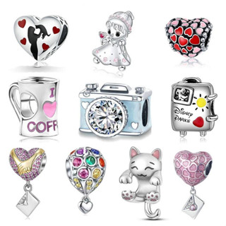 hotsam berloque 925 Pingente De Balão De Avião Rosa Charme Para Pulseira De Corrente