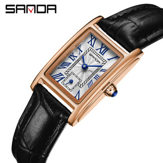 SANDA Marca Luxo Moda Elegante Design Rectângulo Retângulo Mulher Relógios À Prova D'água Aço Inoxidável/Couro Correia Relógio De Quartzo