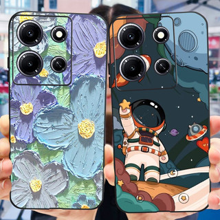 Estojo Telefônico Para Infinix Nota 30 4G 5G Capa Macia Astronauta Flor Preta Pintado Nota30 X6716B 5G (X6711) Conchas