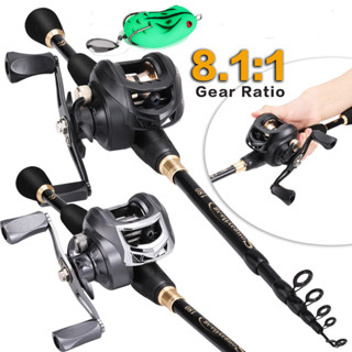 Sougayilang 1.8m 2.1m 2.4m Conjunto De Carretel De Cana De Pesca 7.2 : 1 Max Drag 10kg