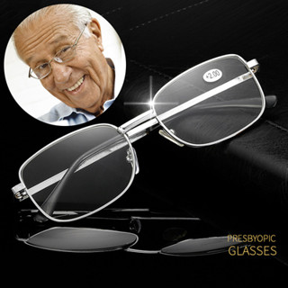 Óculos De Leitura De Lentes De Resina Metálica Homens Quadrados Presbyopic Anti-Riscos Diopter Eyewear 0-0.4