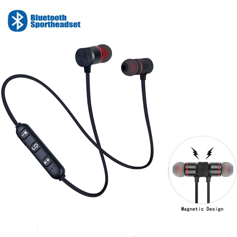 Fone de ouvido sem fio Fone de ouvido Bluetooth Fone de ouvido Bluetooth Metal Esportivo Fone de ouvido magnético estéreo Fone de ouvido intra-auricular sem fio Bluetooth V4.2 Fone de ouvido adequado para Smartphone Magne