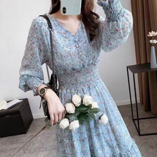 Vestido Feminino Floral Chiffon Estilo Boêmio Saia Longa Feminina