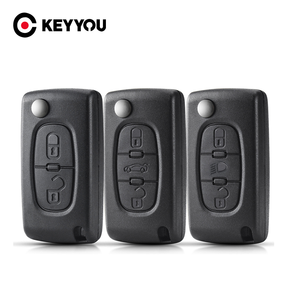 Peugeot Controle Remoto Chave shell 207 307 308 407 607 807 Citroen c2 c3 c4 c5 c6 Aleta Dobrar Do Carro 2/3/4 Botão