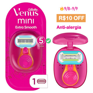 Mini gillette Venus 5 lâminas sensitive gilete feminina viagem spa Gillette Venus Íntimo smooth aparelho de barbeador feminino depilador feminina perna área íntima mini lâmina depilação feminina Mini navalha Gilete de viagem