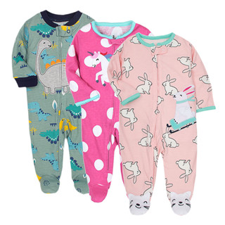 Roupa De Bebê De Manga Longa Com Zíper Envolto Para Meninos E Meninas Cartoon Bonita 0-12M