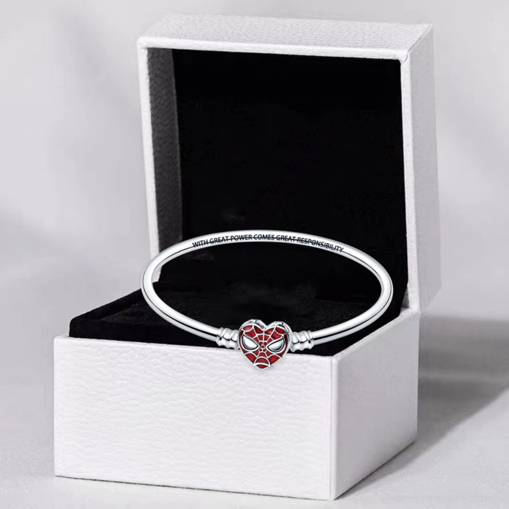 Acessórios Originais Pulseira Marvel Spiderman Pulseira de Prata s925 Sterling Pulseira de Prata Exquisite Fashion Jewelry DIY Gift em Oferta na Shopee