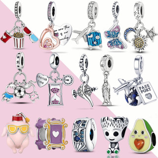 Mais Vendido Venda A Quente 100 % 925 Sterling Silver Airplane Passport And Suitcase Beads Charms fit Original Brand Bracelet Making Women