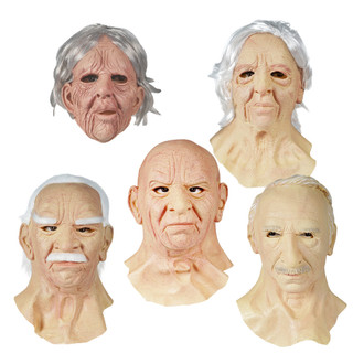 Máscara Para Idosos Adultos Realistas De Látex Horror Homem Careca Máscaras De Cabeça Cheia Nariz Grande Velho Rugas Halloween Festa Cosplay Headwear