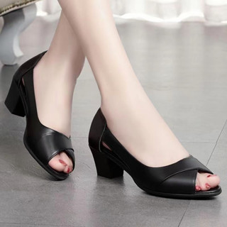 Novas Sandálias Casuais De Verão De Moda De Calcanhar Médio Sapatos Femininos Respiráveis