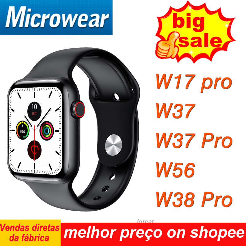 Microwear Relógio Inteligente Homens W37 W37 Pro W27 W38 Grande Venda Smartwatch 44mm