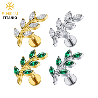 FINE4U 100% Titânio Piercing Conch Flat Lobulo Com Folha Hipoalergênica 6-10mm em Oferta na Shopee