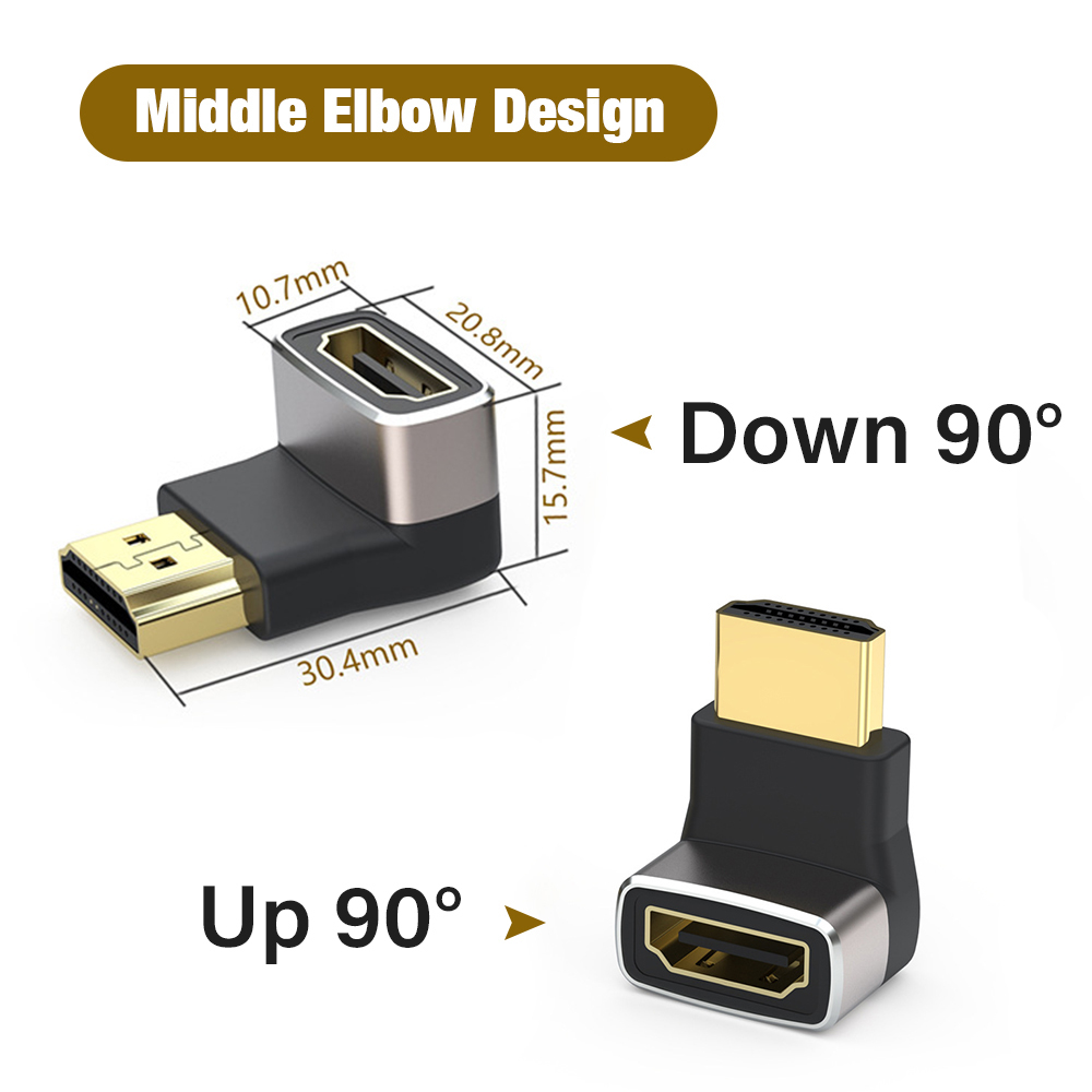 HDMI 2.1 Adaptador De Cabo Conector Para PS4 PS5 Xiaomi mi TV Portátil 90 270 Graus De Ângulo Reto Em Forma De U Conversor De Cotovelo Extensor 8K 60Hz 4K 120Hz
