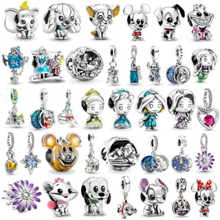 S925 Prata BerloquePan Disney Mickey Minnie Berloque Pingente Stitch.Dança com as Bestas. Monstro Peludo Verde.Pixar Series Wally 925 Silver Series Charm Beads