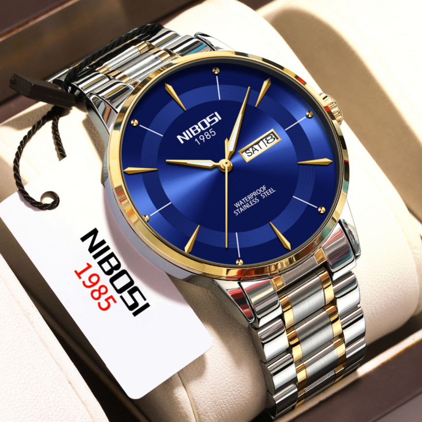 Relógio De Calendário À Prova D'água NIBOSI Men's watch Business Casual glow-in-the-dark