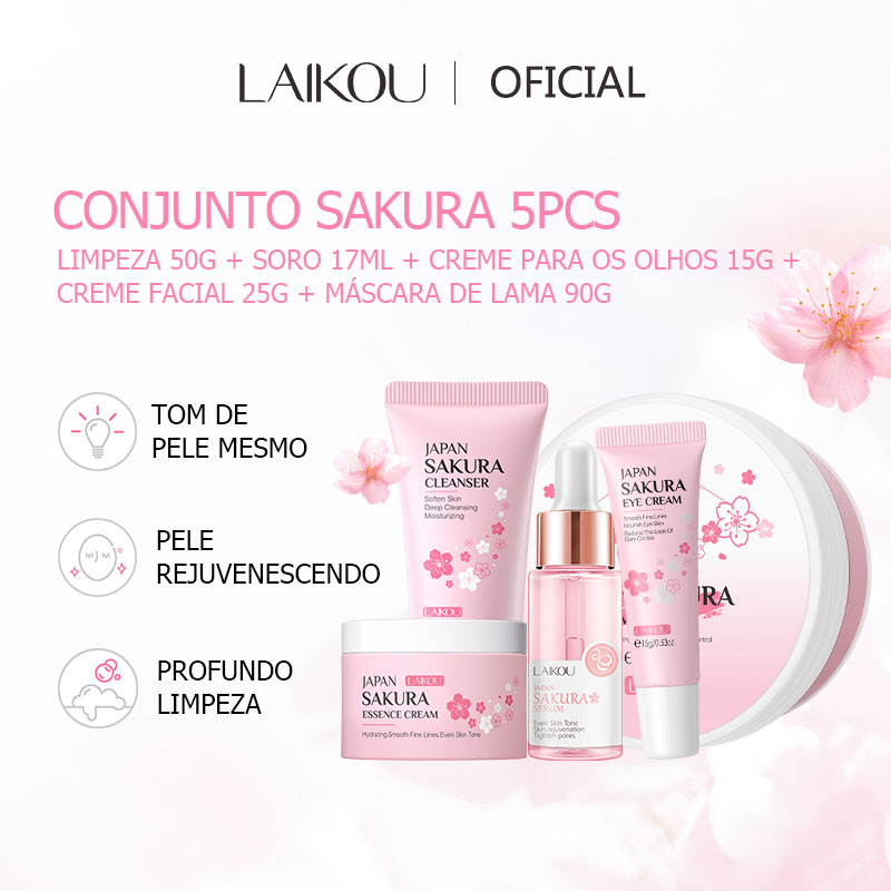 LAIKOU Japan Sakura Whitening Face Serum Cherry blossoms Reduce Spots Anti-aging Face Wash Skin Care Set