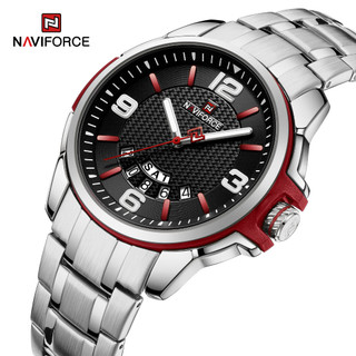 NAVIFORCE 9215 Relógio Casual De Quartzo Masculino De Pulso De Aço Inoxidável Luminoso À Prova D