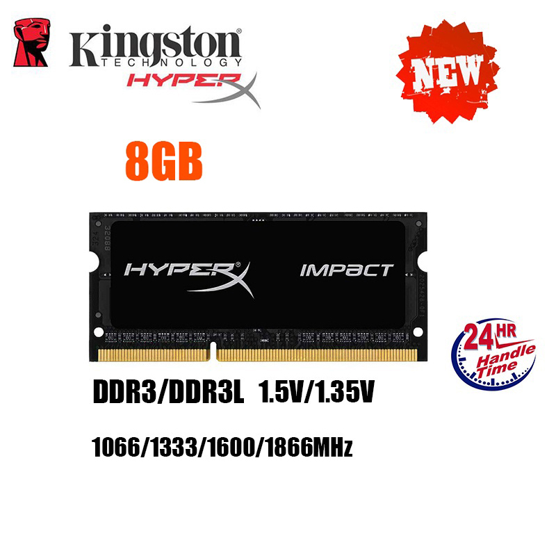 HyperX Impact 4GB 8GB SODIMM PC3-10600/12800/14900S DDR3 1333/1600/1866Mhz 204pin 1.5V/1.35V Laptop Memory RAM