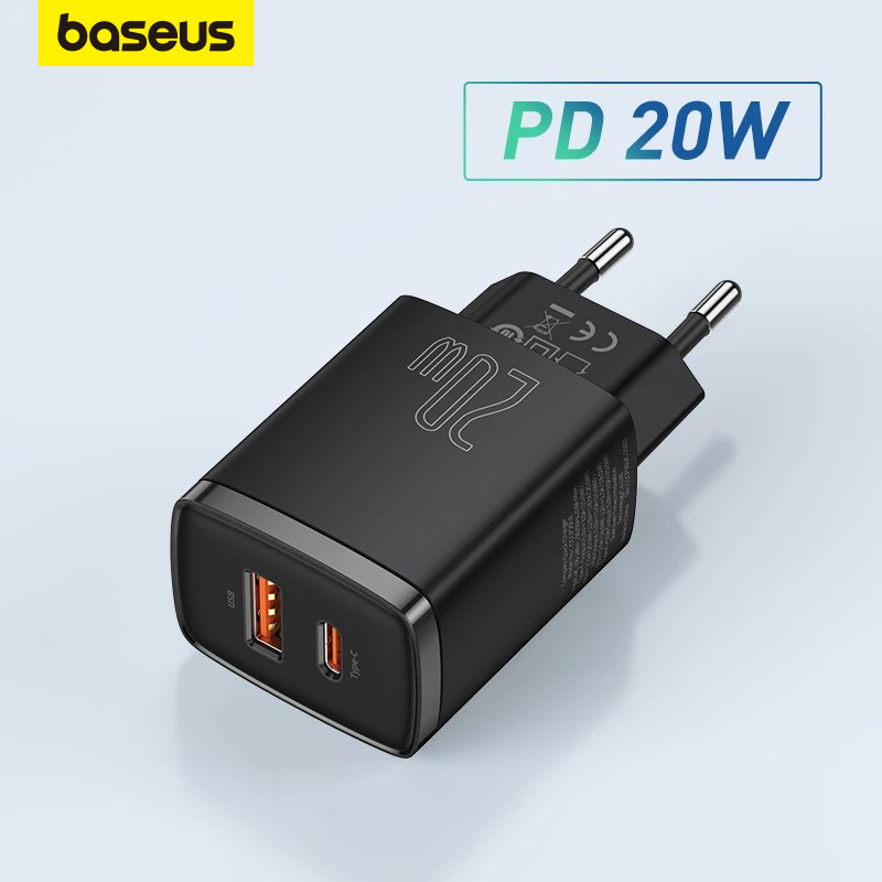 Baseus PD 20W Porta Carregador Dual Usb Tipo C  Para iPhone 15 em Oferta na Shopee