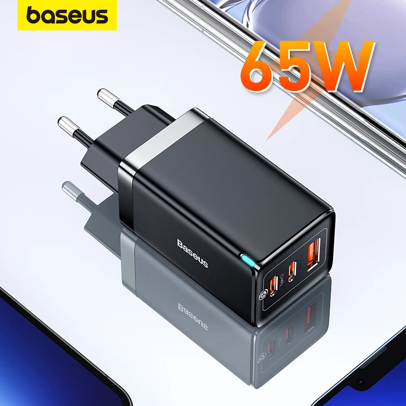 Baseus PD 65W GaN Carregador Rápido Suporte Carga Rápida 4.0 3.0 iPhone 15 14 13 Pro Macbook Xiaomi em Oferta na Shopee