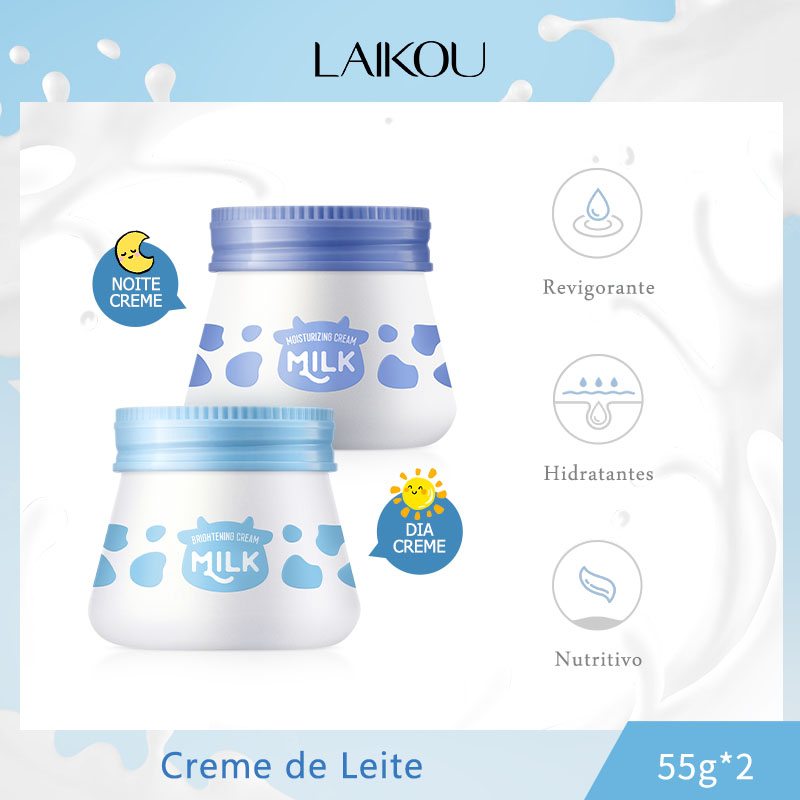 Milk Whitening Creme Facial LAIKOU Brightening Shrink Pores Remove Freckle Wrinkles Cuidados com a pele skin care coreano creme clareador - Beauty