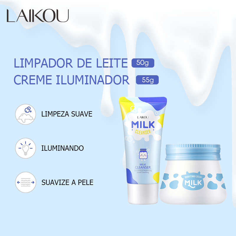 LAIKOU Milk Hidratante Facial Creme Facial Clareador E Poros/2 Unidades Milk Cream Mousturizing Brightening