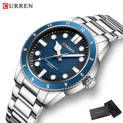 CURREN Relógio Masculino Marca Original Novo Ponteiro Luminoso Moda Simples De Aço Inoxidável Casual Business Sports Quartz Simulação À Prova D'água 8450