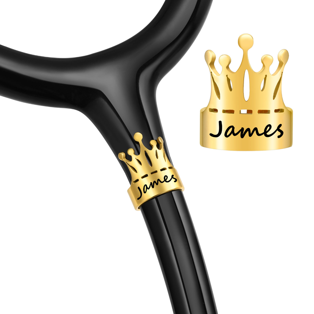 Pingente Estetoscópio Vnox Free Engraved Name Pendant , Acessório De Coroa De Aço Inoxidável , Presente De Identificação Personalizado Para Médicos E Enfermeiros - Fashion Accessories